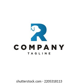 R Letter initial Dog Head logo vector template inspiration
