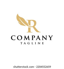 R Letter initiale Feder Design Logo Vektorvorlage.  