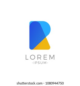 R Letter Initial logo. Abstract Modern duo tone typography vector design template