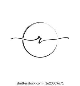 R letter initial logo with circle brush design vector