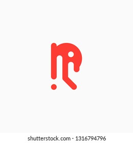 R letter initial logo digital technology vector icon