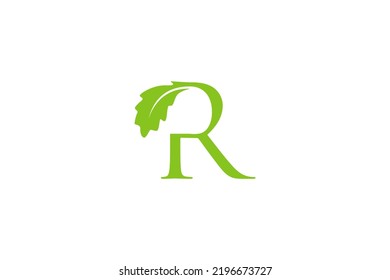 R letter initial nature green logo design environment font shape floral leaf