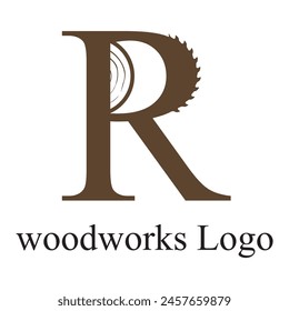 R Letter initial Wood Carpenter industry logo inspiration. wood logo , woodwork handyman, wood house builder. simple minimalist icon Vector illustration.