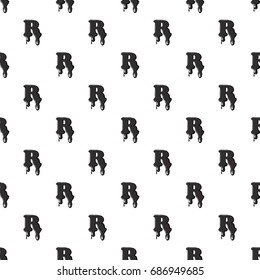 R letter isolated on white background. Black liquid oil R letter vector illustration