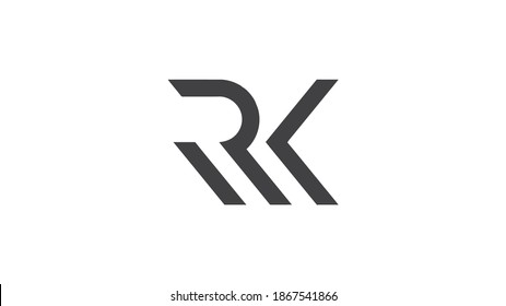 R Letter and K Letter Modern Logo Design. RK Letter Logo on White Background Vector Template