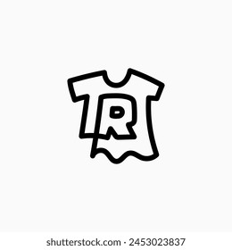 r letter kid tee tshirt apparel clothing monogram logo vector icon illustration