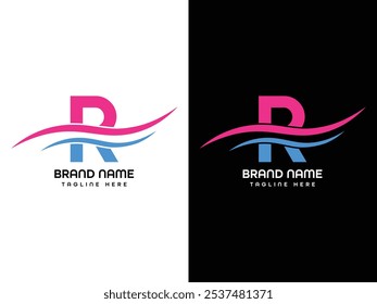 Diseño de logotipo de aeroplano de hoja de letra R 