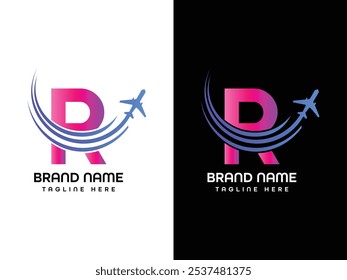 R Letter Leaf Aroplane Logo Design 
