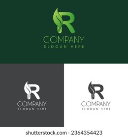 Letra R con diseño de logotipo creativo de hoja ilustración vectorial ilustración de stock