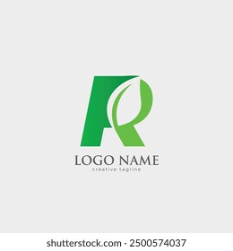 R letter, r, leaf, green leaf, tree, plant, eco, text, type, fresh, organic fully editable vector template