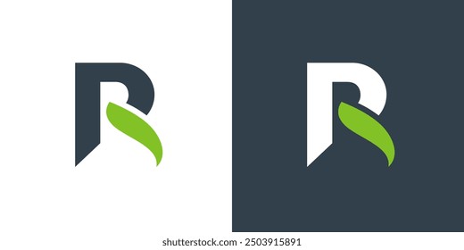 Letra R Icono de hoja logo Vector abstracto verde negocio hojas logo
