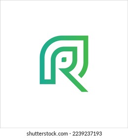 R Letter Leaf Line Vector Logo