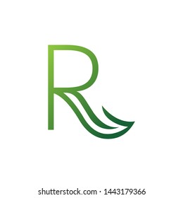 R letter with leaf logo template, vector icon design