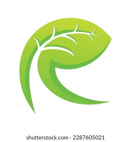 R letter leaf logo template 1