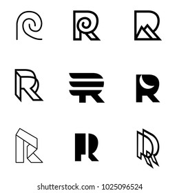 R Letter Line Abstract Modern Logo Set