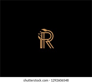 R letter linear shape luxury flourishes ornament logotype