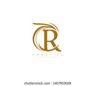 R letter linked rounded monogram emblem stylish vector logo