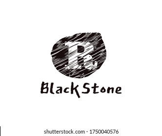 R Letter Logo. Abstract Black Stone R letter design created with minimalist retro grunge style concept