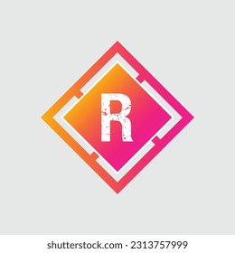 R Letter Logo abstract geometric design vector template Logotype icon Digital Technology style.