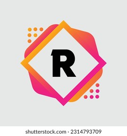 R Letter Logo abstract geometric design vector template Logotype icon Digital Technology style.