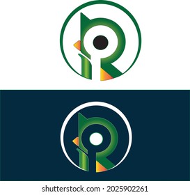 R i Letter Logo with bird vector
