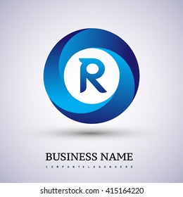 R letter logo in the blue circle. Vector design template elements for your application or company identity.