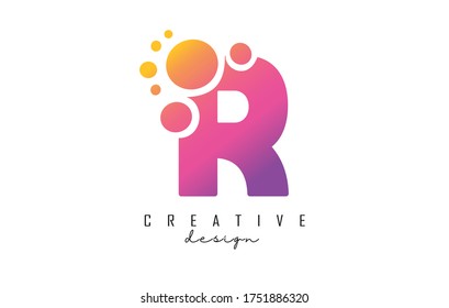 R Letter Logo with blue dots design. Letter R logotype with bubbles bunch. Corporate branding identity vector illustration with letter R. 