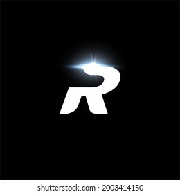 R letter logo, bold italic letter for automotive, speed race, sport label design and dynamic monogram. Vector futuristic and space logotype design