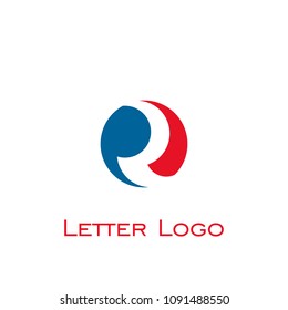 R letter logo, circle flat graphic design.