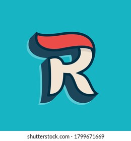 R letter logo in classic sport style. This script font is perfect for a sportswear advertising, champions art, college team identity, etc.