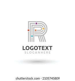 R letter logo, colorful network logo