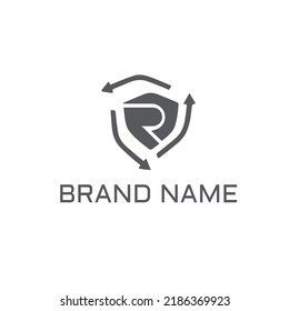 R Letter Logo Concept Modern abstract with negative space arrow vector design template