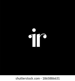 Logotipo de letra I R diseño creativo sobre fondo de color negro.ir monograma