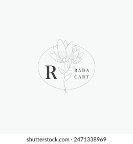 R letter logo with a creative floral concept for company business beauty real estate premium vector