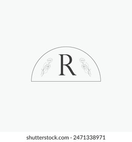 R letter logo with a creative floral concept for company business beauty real estate premium vector