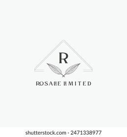 R letter logo with a creative floral concept for company business beauty real estate premium vector