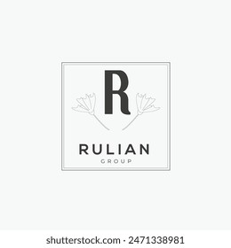 R letter logo with a creative floral concept for company business beauty real estate premium vector