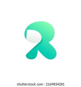 R letter logo with curled corner. Negative space style icon. Colorful gradient note paper. Modern clean vector origami font for your stickers, crypto app, nft identity, and tags.