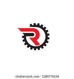 R letter logo desig with gear