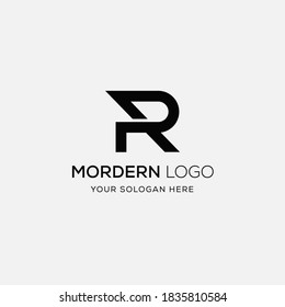 R Letter Logo Design with Black  Color.