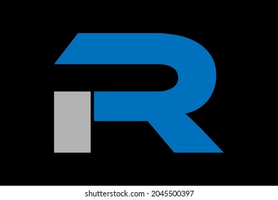 R letter logo design with blue and gry color.
