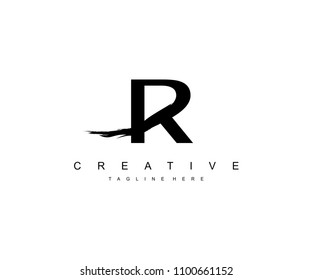 R Letter Logo Design Brush Paint Stroke