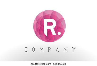 R Letter Logo Design with Circular Purple Rounded Pattern. 