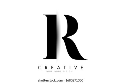 R Letter Logo Design with Creative Shadow Cut Vector Illustration Design.