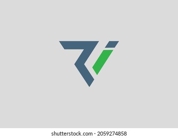 Diseño de logotipo de carta R I con moderno creativo