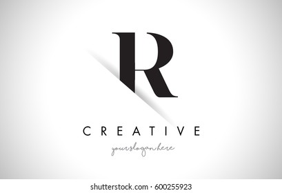 R Letter Logo Design with Creative Paper Cut and Serif Font.