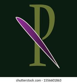 R letter logo design in green background.R letter green and lilac color.