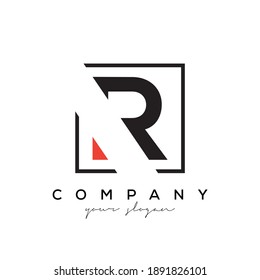 R LETTER LOGO DESIGN WITH SQUARE SHAPE