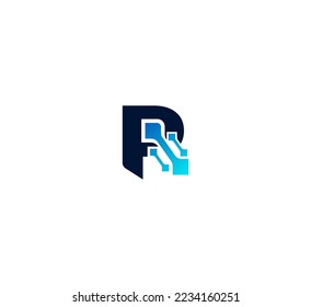 Elementos de plantilla de diseño de logotipo de letra R. Logo de la letra digital abstracta moderna. Ilustración vectorial. Logo de Technology R.
