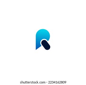 R letter logo design template elements. Modern abstract digital alphabet letter logo. Vector illustration.